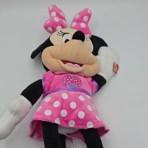 Disney Minnie Mouse Plush Pink Polka Dot Dress Interactive Press Hand 10” - Picture 5 of 17